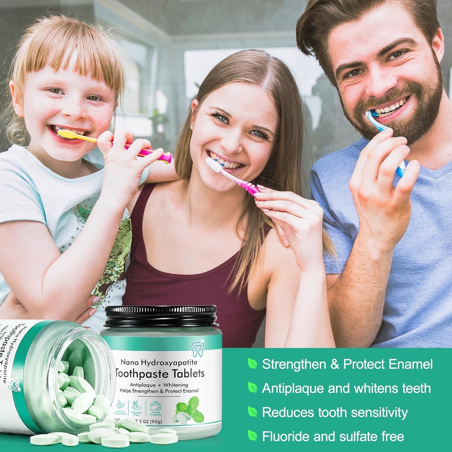 Revolutionize Your Oral Care with Chewable Toothpaste Tablets - 150 Natural Peppermint Tabs for Instant Whitening and Sensitivity Relief!