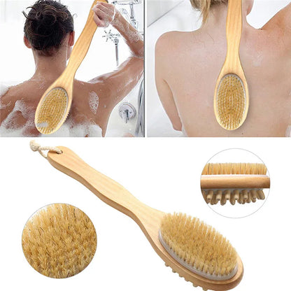 Revitalize Your Skin with the Bath Blossom Bamboo Body Brush - Natural Bristles Shower Brush with Long Handle for Perfect Dry Brushing and Back Scrubbing