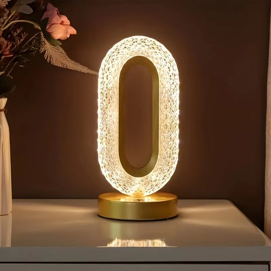 Sleek Modern Luxury Oval USB Rechargeable Crystal Table Lamp - Perfect for Living Room and Bedroom Ambiance