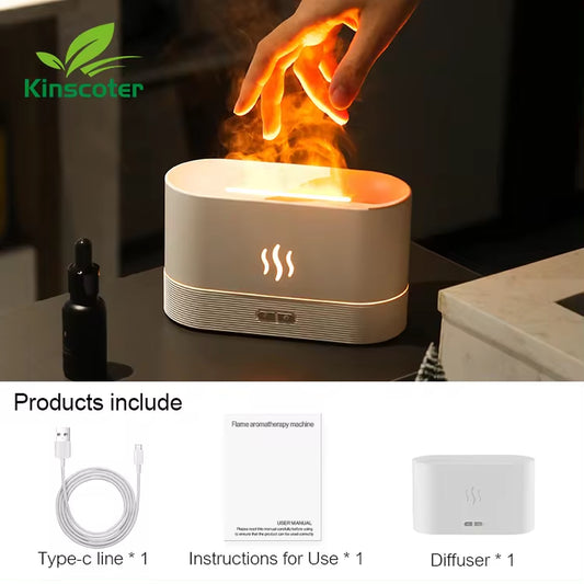 Transform Your Space with the Aroma Diffuser Air Humidifier - Ultrasonic Cool Mist Maker with LED Flame Lamp for Essential Oils